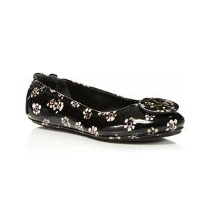 Tory Burch Patent Leather Floral Stamped Minnie Flat